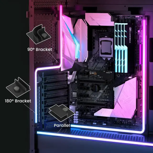 Alt view image 7 of 7 - Vetroo Magnetic ARGB LED Strips 5V 3PIN for PC Aura SYNC, Gigabyte RGB Fusion, MSI Mystic Light Sync