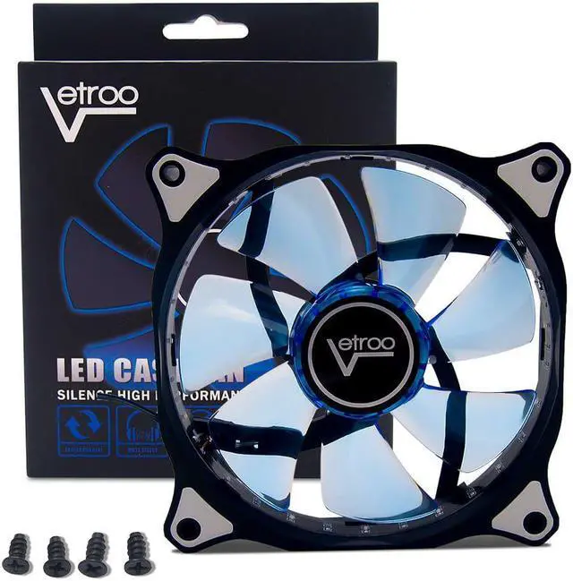 Alt view image 6 of 6 - 2pcs Vetroo 120mm Blue case fan with 15 LED Cooling Fans for Computer PC Case, CPU Cooler and Radiator