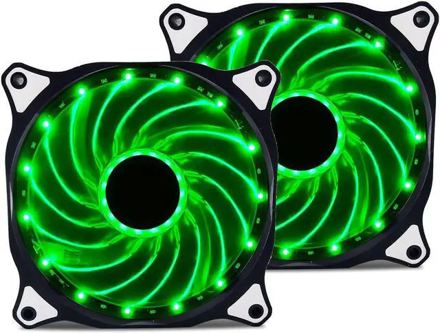 Main image of 2pcs Vetroo 120mm Green case fan with 15 LED Cooling Fans for Computer PC Case, CPU Cooler and Radiator Green