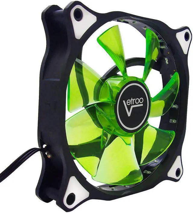 Alt view image 5 of 7 - 2pcs Vetroo 120mm Green case fan with 15 LED Cooling Fans for Computer PC Case, CPU Cooler and Radiator Green