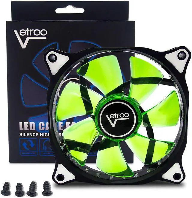 Alt view image 6 of 7 - 2pcs Vetroo 120mm Green case fan with 15 LED Cooling Fans for Computer PC Case, CPU Cooler and Radiator Green