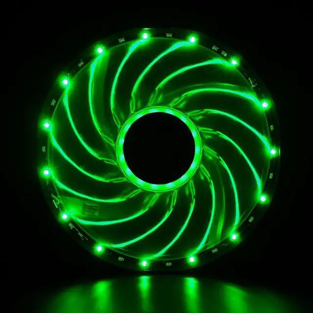 Alt view image 2 of 7 - 2pcs Vetroo 120mm Green case fan with 15 LED Cooling Fans for Computer PC Case, CPU Cooler and Radiator Green
