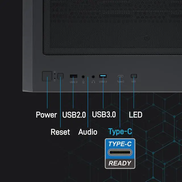 Alt view image 6 of 7 - Vetroo AL700 Mid-Tower ATX PC Case Dual Tempered Glass Panel Top & Baseplate 360mm Radiator Ready, with ARGB Led Strip & ARGB Fan, Support Max 400mm GPU including Nvidia 40 series  -Black