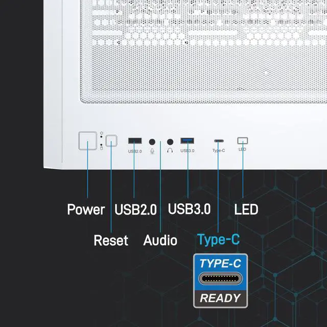 Alt view image 2 of 7 - Vetroo AL700 Mid-Tower ATX PC Case Dual Tempered Glass Panel Top & Baseplate 360mm Radiator Ready, with ARGB Led Strip & ARGB Fan, Support Max 400mm GPU including Nvidia 40 series -White