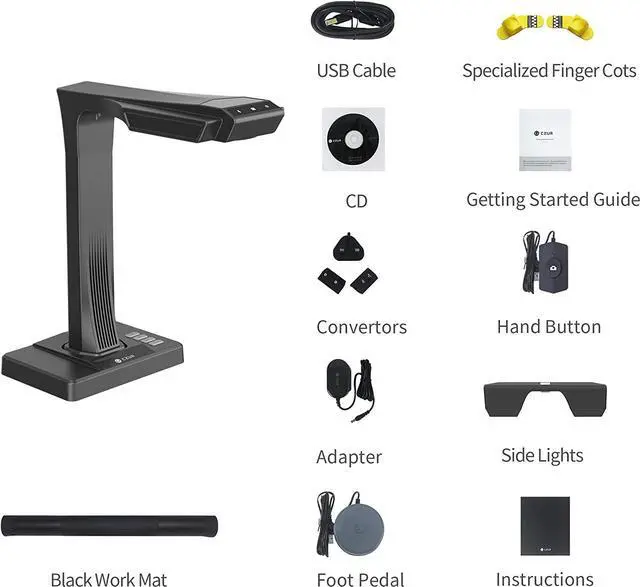 Alt view image 3 of 7 - CZUR ET24 Pro Professional Book Scanner, 24MP Document Scanner, 3rd Gen Auto-Flatten & Deskew Tech, A3 Document Camera, 180+ Languages OCR, Support HDMI, for Windows/MacOS/Linux