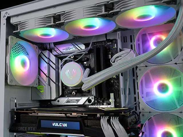 Alt view image 6 of 7 - Vetroo PC Case Fan, 120mm White High Airflow 5V 3-Pin ARGB & 4-Pin PWM Case CPU Cooling Fan
