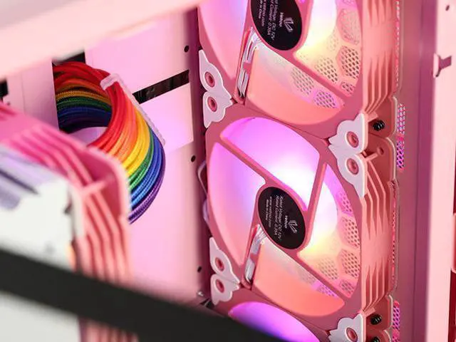 Alt view image 6 of 7 - Vetroo Sakura Pink Frame 120mm ARGB LED Case Cooling Fan Computer PC Cooler High Airflow High-Performance Controller Free with 5V 3pin Motherboard Sync (1 Pack)