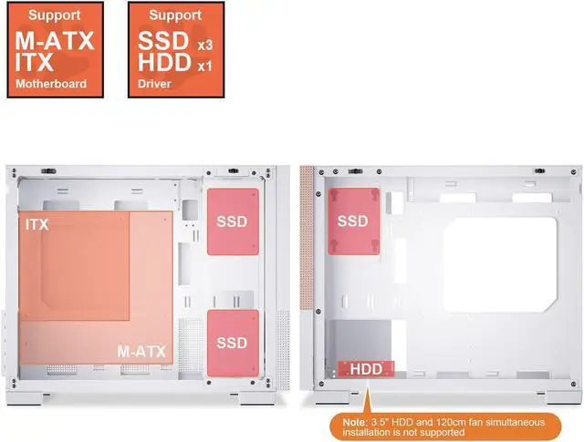 Alt view image 3 of 7 - SEGOTEP MEMPHIS White Micro ATX PC Case Mini Tower With Tempered Glass Panels , Magnet Dust Filters At Top,USB3.0 I/O Port Ready, Support Fans x 6