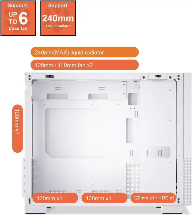 Alt view image 4 of 7 - SEGOTEP MEMPHIS White Micro ATX PC Case Mini Tower With Tempered Glass Panels , Magnet Dust Filters At Top,USB3.0 I/O Port Ready, Support Fans x 6