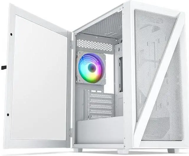 Main image of Vetroo M05 White Compact Computer Case Micro ATX Mini ITX Type-C Ready Lucency 4mm Tempered Glass Mesh Panel Pre-Installed Rear 120mm Addressable RGB Fan 240mm Radiator Support