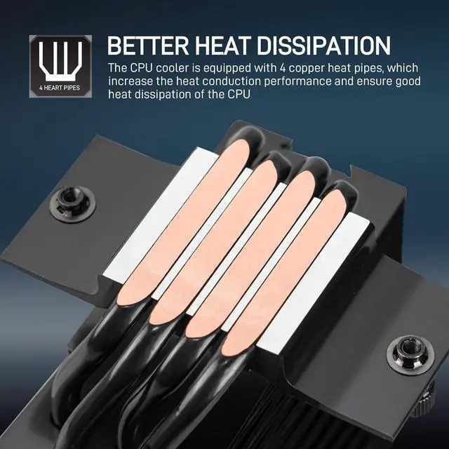 Alt view image 4 of 7 - DARKROCK PX4 CPU Air Cooler High-Performance 180w TDP 4 Copper Heat Pipes CPU Cooler Cover 120MM PWM Fan Low Noise - Intel LGA 1700/1200/115X, AMD AM5/AMD4 All Black