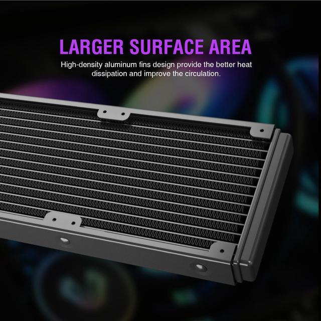 Alt view image 2 of 7 - Vetroo V240 Liquid CPU Cooler 240mm Addressable RGB Pump PWM & FDB Fans AIO Water Cooler with Controller Hub for Intel LGA 1700/1200/115X AMD AM5/AM4 for Gaming Console - Black