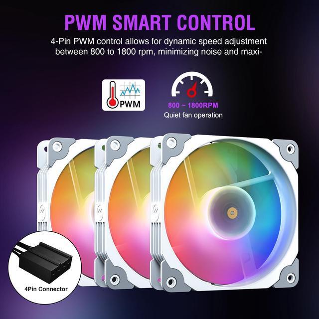 Alt view image 5 of 7 - Vetroo V360 Liquid CPU Cooler, 3X 120mm Addressable RGB FDB & PWM Fans, 360mm Radiator AIO Water Cooler w/Controller Hub for Intel LGA 1700/1200/115X AMD AM5/AM4 - White
