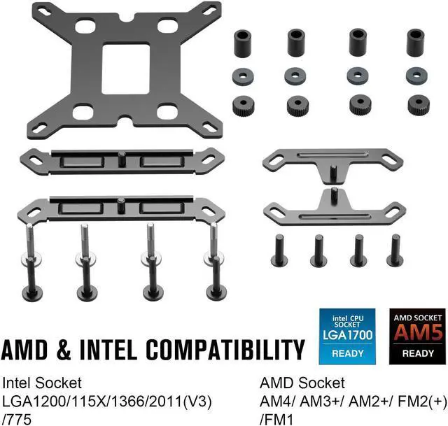 Alt view image 6 of 7 - Vetroo U6PRO Black Dual Tower CPU Cooler w/ 6pcs Heatpipes, Top ARGB Lighting, 130mm ARGB & PWM Air Cooler 220W TDP for Intel LGA 1700/1200 AMD AM5/AM4