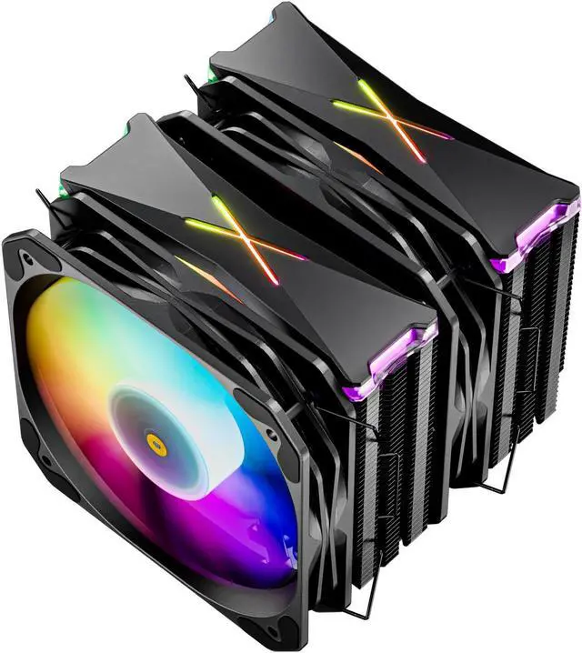 Alt view image 7 of 7 - Vetroo U6PRO Black Dual Tower CPU Cooler w/ 6pcs Heatpipes, Top ARGB Lighting, 130mm ARGB & PWM Air Cooler 220W TDP for Intel LGA 1700/1200 AMD AM5/AM4