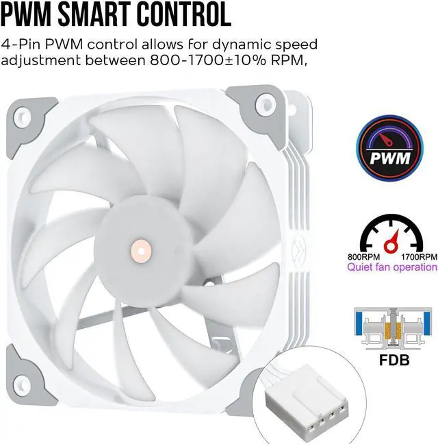 Alt view image 4 of 7 - Vetroo V5 White CPU Air Cooler with 5 Heat Pipes 120mm PWM Processor Cooler for Intel LGA 1700/1200/115X AMD AM5/AM4 w/Addressable RGB Lights Sync