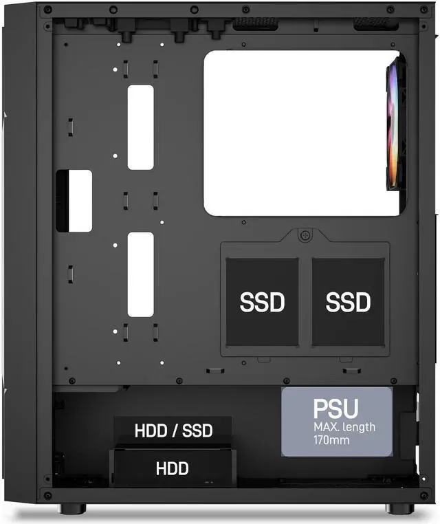 Alt view image 3 of 6 - DARKROCK A8-M Black Micro-ATX Mid Tower Computer PC Case for Gaming & Business Tempered Glass Side Panel Support 240mm Radiator on Top and 40 Series GPU 3 x 120mm Cooling Fans Pre-Installed