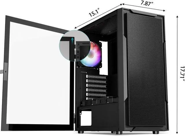 Alt view image 4 of 6 - DARKROCK A8-M Black Micro-ATX Mid Tower Computer PC Case for Gaming & Business Tempered Glass Side Panel Support 240mm Radiator on Top and 40 Series GPU 3 x 120mm Cooling Fans Pre-Installed