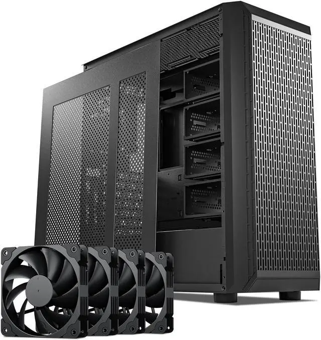Main image of DARKROCK Classico Storage Master Case ATX Computer Case Mid Tower with 4x120mm Fans, USB 3.0 Ready 4 Detachable Hard Drive Cages 360mm Supported on Top & Front Radiator GPU Vertically Mounting Black
