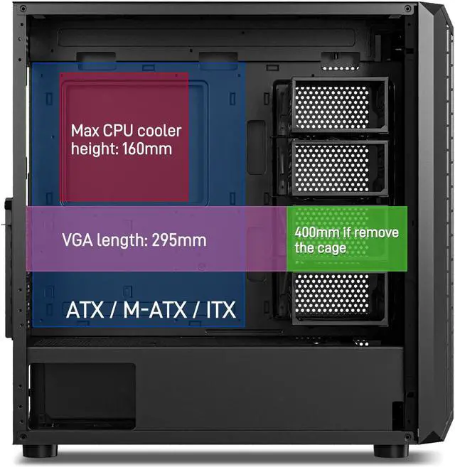 Alt view image 2 of 7 - DARKROCK Classico Storage Master Case ATX Computer Case Mid Tower with 4x120mm Fans, USB 3.0 Ready 4 Detachable Hard Drive Cages 360mm Supported on Top & Front Radiator GPU Vertically Mounting Black