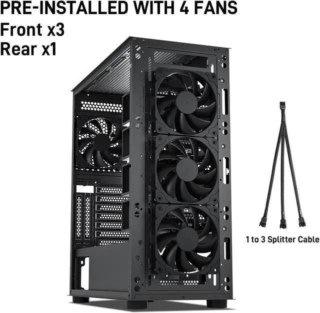 Alt view image 4 of 7 - DARKROCK Classico Storage Master Case ATX Computer Case Mid Tower with 4x120mm Fans, USB 3.0 Ready 4 Detachable Hard Drive Cages 360mm Supported on Top & Front Radiator GPU Vertically Mounting Black