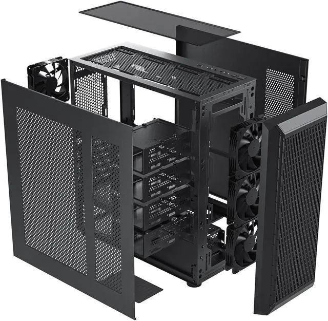 Alt view image 7 of 7 - DARKROCK Classico Storage Master Case ATX Computer Case Mid Tower with 4x120mm Fans, USB 3.0 Ready 4 Detachable Hard Drive Cages 360mm Supported on Top & Front Radiator GPU Vertically Mounting Black