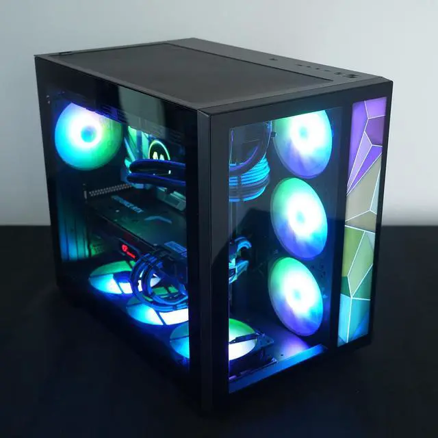 Alt view image 6 of 6 - Vetroo Front Panel with Addressable RGB LED Strip Colorful Mosaics Replacement Panel Only for AL700 ATX PC Case - Black