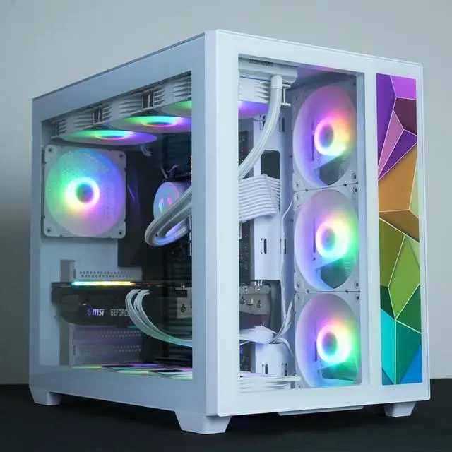 Alt view image 5 of 6 - Vetroo Front Panel with Addressable RGB LED Strip Colorful Mosaics Replacement Panel Only for AL700 ATX PC Case - White