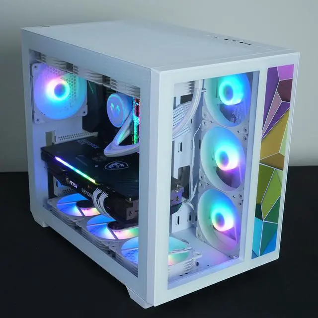 Alt view image 6 of 6 - Vetroo Front Panel with Addressable RGB LED Strip Colorful Mosaics Replacement Panel Only for AL700 ATX PC Case - White