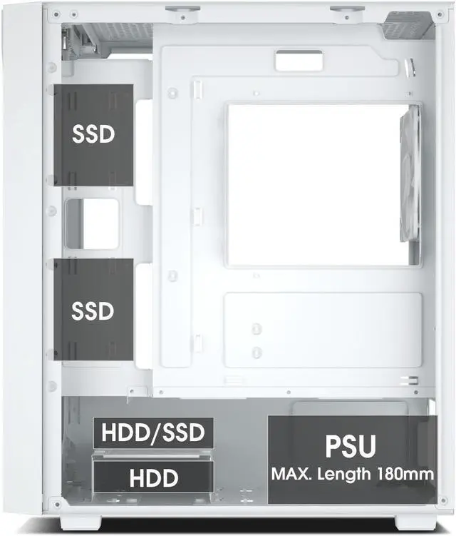 Alt view image 6 of 7 - Vetroo M05 Compact Computer Case Micro ATX ITX Type-C Ready Lucency 4mm Tempered Glass Mesh Panel Pre-Installed Rear 120mm Addressable RGB Fan 240mm Radiator Support - White