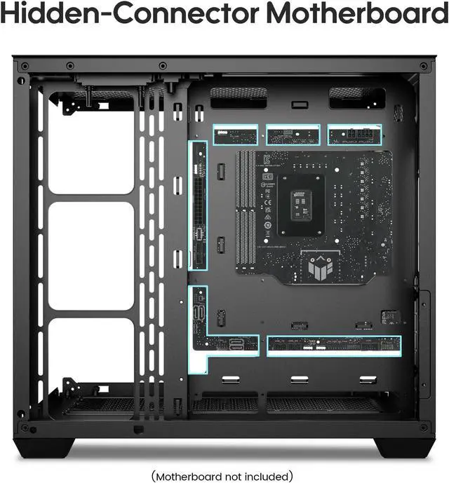 Alt view image 6 of 7 - Vetroo AL900 ATX Computer PC Case 270° Full View Tempered Glass Pre-Installed ARGB & PWM FDB Fan in Rear 360mm Radiator Support High-Air flow Perforated Up to 10 fans Support for 50 Series GPUs -Black