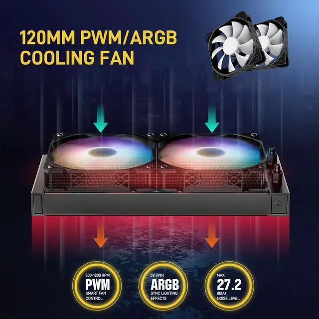 Alt view image 5 of 7 - DARKROCK D240 CPU Liquid Cooler with 240 mm Radiator, Addressable RGB Lights, Pure Copper Pump, and AMD, AM5/ AM4, Intel LGA 1700/1200 Brackets Ready - Black