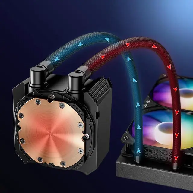 Alt view image 6 of 7 - DARKROCK D240 CPU Liquid Cooler with 240 mm Radiator, Addressable RGB Lights, Pure Copper Pump, and AMD, AM5/ AM4, Intel LGA 1700/1200 Brackets Ready - Black