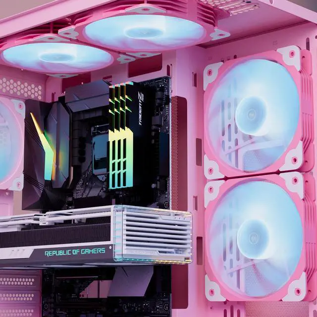 Alt view image 6 of 7 - Vetroo SA-140 Pink 140mm Addressable RGB & PWM Motherboard Sync Computer PC Cooling Fan