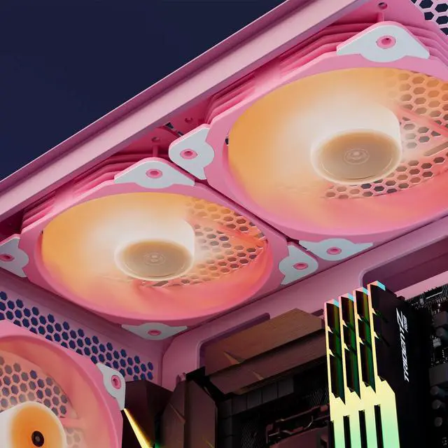 Alt view image 5 of 7 - Vetroo SA-140 Pink 140mm Addressable RGB & PWM Motherboard Sync Computer PC Cooling Fan