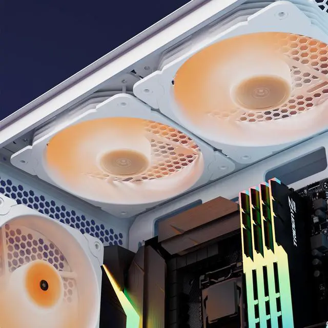 Alt view image 5 of 7 - Vetroo SA-140 White 140mm Addressable RGB & PWM Motherboard Sync Computer PC Cooling Fan