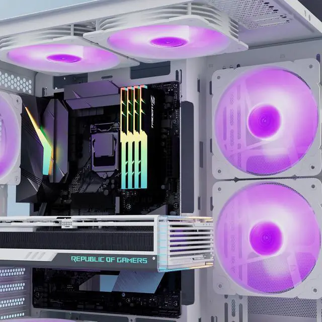 Alt view image 6 of 7 - Vetroo SA-140 White 140mm Addressable RGB & PWM Motherboard Sync Computer PC Cooling Fan