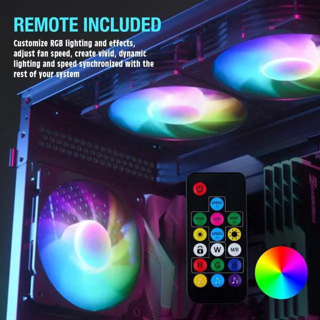 Alt view image 2 of 7 - Vetroo 3 Pack 120mm ARGB & PWM Case Cooling Fans with Controller Computer PC Cooler Pink Frame High Airflow High-Performance with 5V 3pin Motherboard Sync
