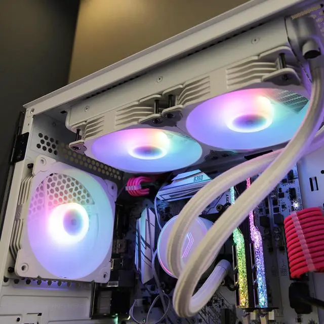 Alt view image 4 of 7 - Vetroo 3 Pack 120mm ARGB & PWM Case Cooling Fans with Controller Computer PC Cooler White Frame High Airflow High-Performance with 5V 3pin Motherboard Sync