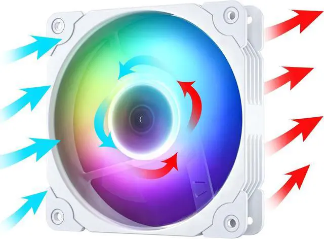 Alt view image 6 of 7 - Vetroo 3 Pack 120mm ARGB & PWM Case Cooling Fans with Controller Computer PC Cooler White Frame High Airflow High-Performance with 5V 3pin Motherboard Sync