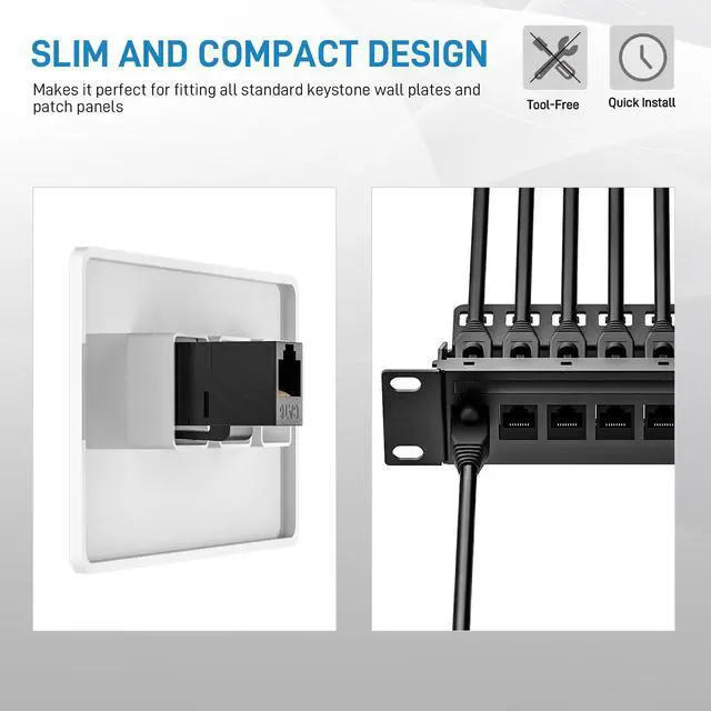 Alt view image 5 of 7 - DARKROCK 10 Packs Cat6 RJ45 Keystone Coupler - PC Plastic Case, Plug-and-Play, Extends Ethernet Connection, Female to Female, Compatible with Cat5/5e/6 & Ideal for Home/Office Networking/Audio/Video