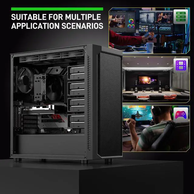 Alt view image 2 of 7 - DARKROCK Classico Max Storage Master Case E-ATX Computer Case with 4x120mm Black Fan, 10 x3.5" HDD+3 x2.5" SDD USB 3.0 Ready 360mm Radiator Supported Vertical Slots for GPU Vertically Mount - Black