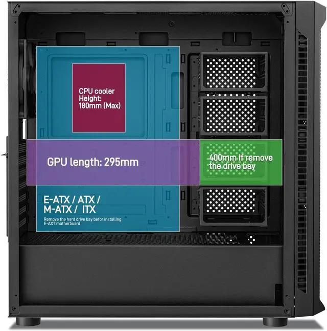 Alt view image 4 of 7 - DARKROCK Classico Max Storage Master Case E-ATX Computer Case with 4x120mm Black Fan, 10 x3.5" HDD+3 x2.5" SDD USB 3.0 Ready 360mm Radiator Supported Vertical Slots for GPU Vertically Mount - Black