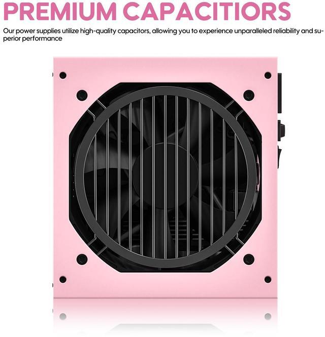 Alt view image 6 of 7 - Vetroo 850W Power Supply Dual PCIe 5.1 ATX 3.1 Ready, 80 Plus Gold Full Modular, Quiet Operation with 120mm FDB Fan, 10-Year Warranty - Pink