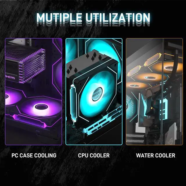 Alt view image 7 of 7 - DARKROCK F120 6-Pack 120mm Infinite Mirror Case Fans with PWM Control & ARGB Effect, 24 LED Lights, HDB Hydraulic Bearing for Low-Noise Operation - Suitable for Most PC Cooling Systems - Black