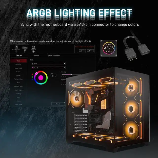 Alt view image 6 of 7 - DARKROCK F120 6-Pack 120mm Infinite Mirror Case Fans with PWM Control & ARGB Effect, 24 LED Lights, HDB Hydraulic Bearing for Low-Noise Operation - Suitable for Most PC Cooling Systems - Black