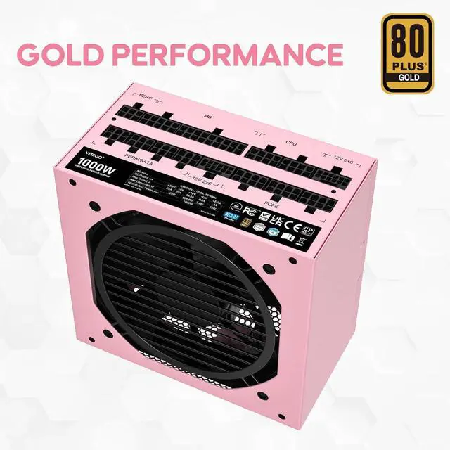 Alt view image 7 of 7 - Vetroo AL900 Pink ATX PC Case with 1000W Pink Power Supply, 270° Full View Tempered Glass, Pre-Installed ARGB & PWM FDB Fan, Supports 360mm Radiator & 10 Fans, Type-C Ready