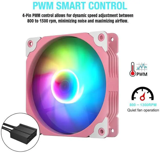 Alt view image 5 of 7 - VETROO AL800 Full Tower White PC Computer Case - 3 Pcs Pink 120mm ARGB Fan, Door Opening Design Tempered Glass, E-ATX/ATX Support, Adjustable LED Strip, Pre-Installed ARGB & PWM FDB Fan in Rear
