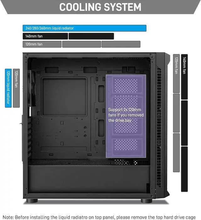 Alt view image 6 of 7 - DARKROCK Classico Max Storage Master E-ATX Computer Case with 7x120mm Black Fan, 10 x3.5 HDD+3 x2.5 SDD USB 3.0 Ready, 360mm Radiator Supported, Vertical Slots for GPU Vertically Mount - Black