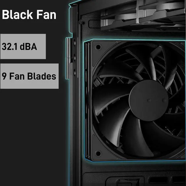 Alt view image 6 of 7 - DARKROCK EC2 Black ATX Mid Tower PC Case with 4x120mm Black Fan, Type-C Ready, Tempered Glass Side Panel, up to 8 x 120mm Cooling Fans & 1 x 360mm Radiator